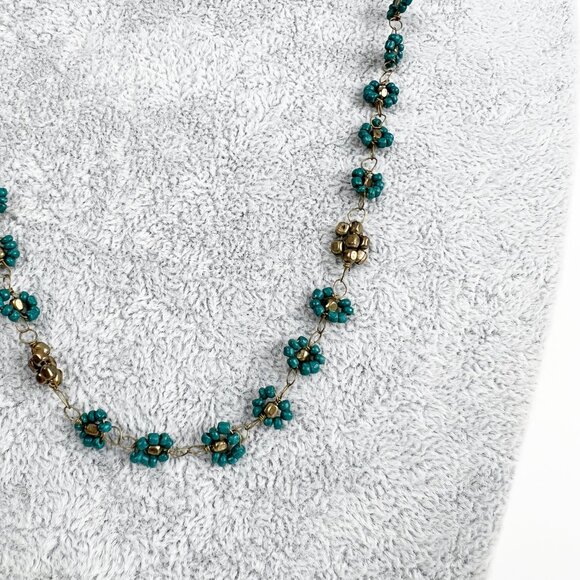 Vintage Handmade Beaded Flower Long Choker Dainty Bohemian Hand Made Wire Boho - Picture 2 of 4